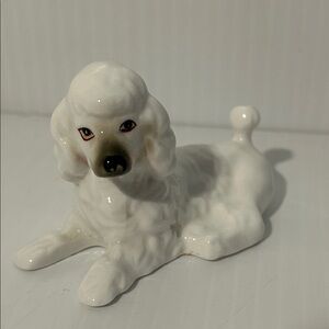 Vintage Bone China White Poodle Dog Ornament Taiwan